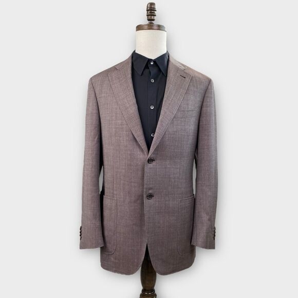 $1630 Canali KEI Collection Chore Blazer Jacket Mens 44R Unstructured Wool Brown - Picture 3 of 12
